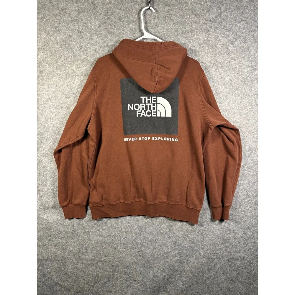 The North Face Mens Large Clay Brown Fleece Pullover Hoodie Logo Sweatshirt‎